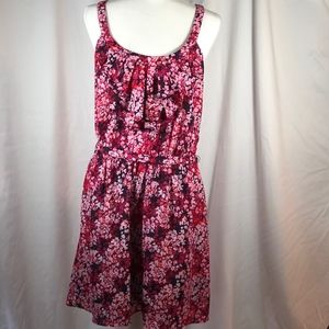 Floral Dress with Ruffle Collar Tie Waist